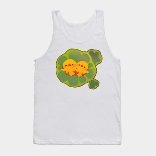 Cute Yellow Ducks Sunbathing on Lilypads Tank Top